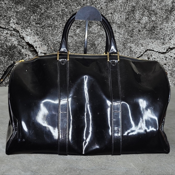 Chanel Timeless Black Patent Boston Travel Duffle Bag Weekender 24kGold Hardware - Picture 2 of 13